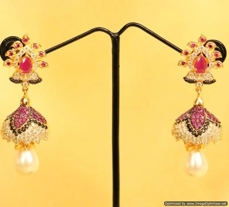 personalized earrings for women -Multicolor Ruby  jhumkas