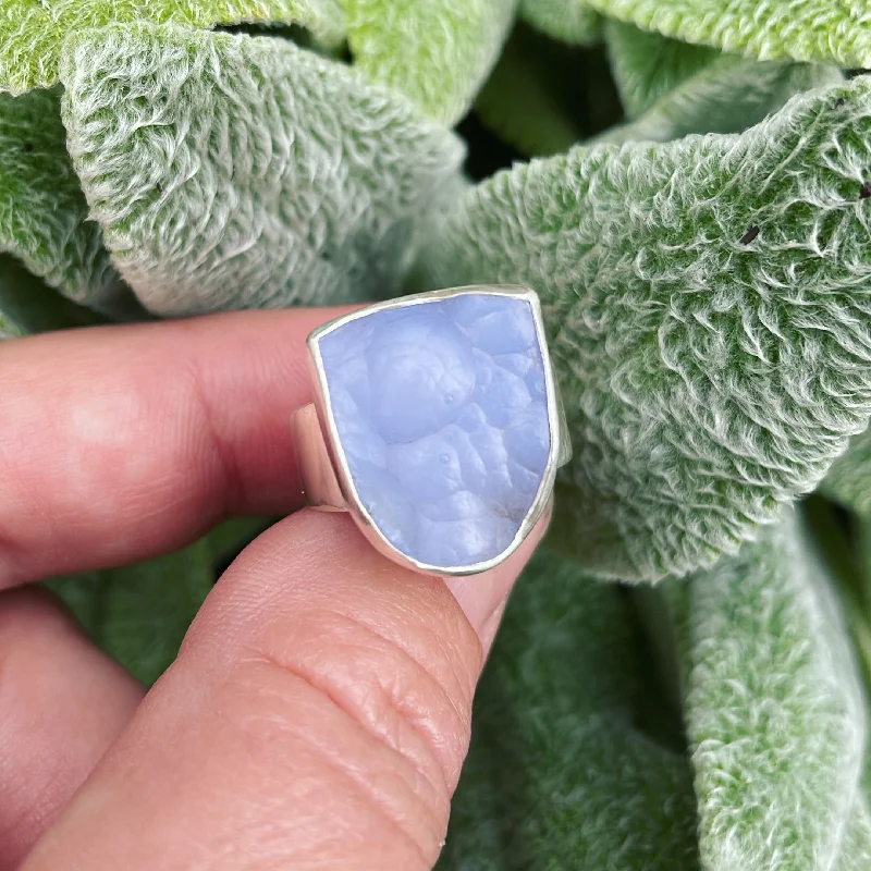 custom promise rings -Botryoidal Chalcedony and Sterling Silver Ring