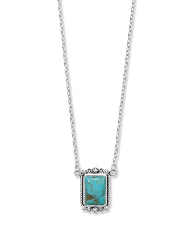 bohemian style necklaces for women -Turquoise Necklace with Rope and Bead Design Sterling Silver