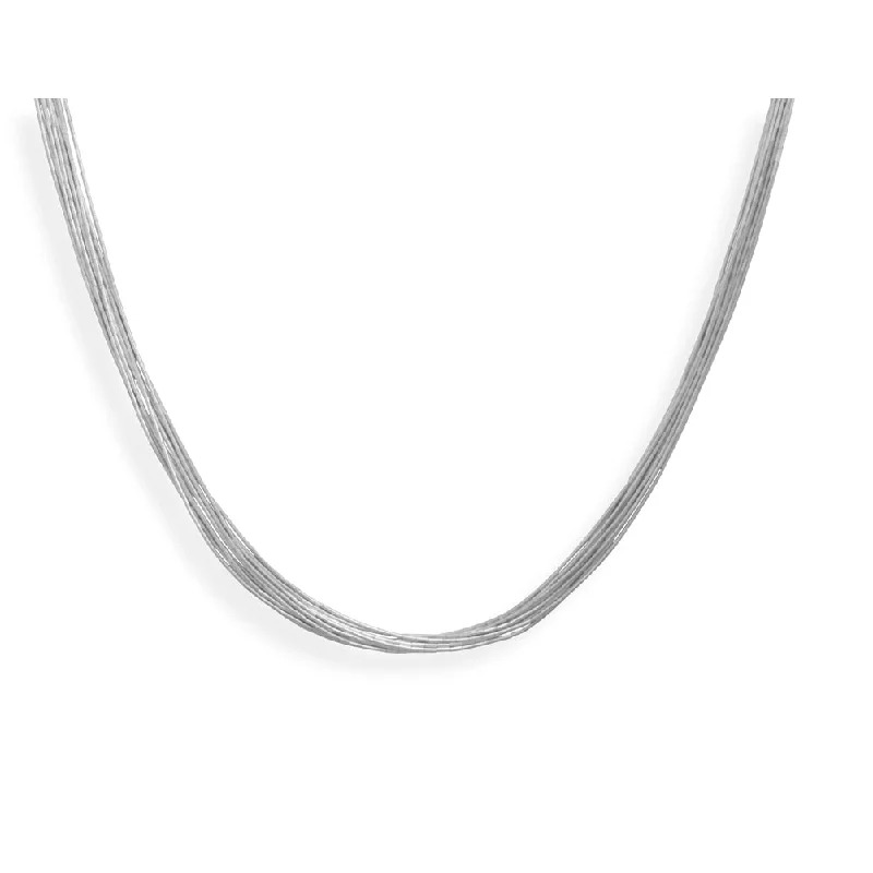 silver necklaces for women -Liquid Silver Necklace 10 Strands Sterling Silver - Made in the USA