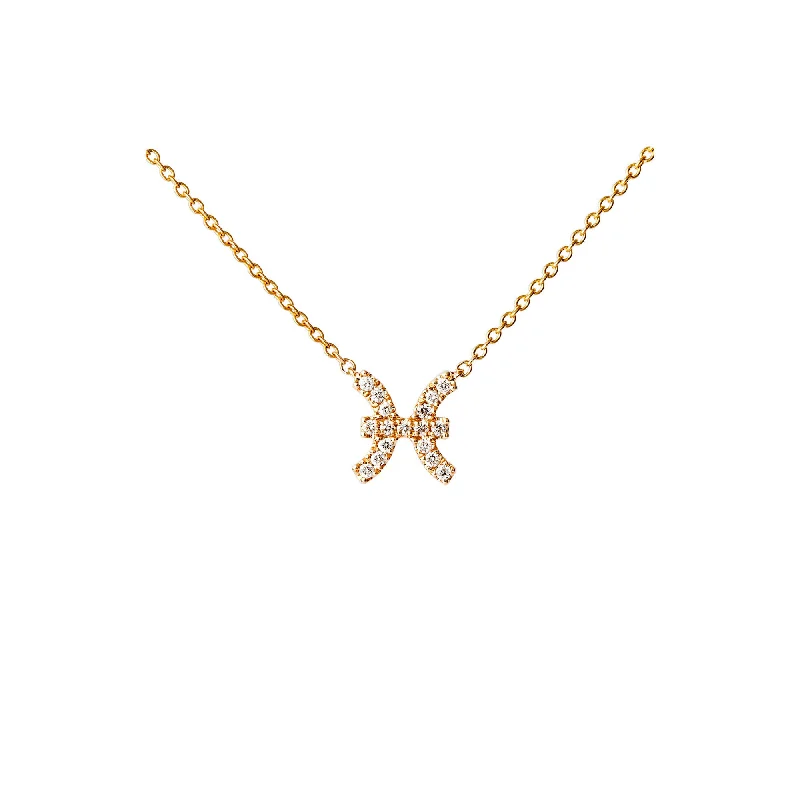 infinity necklaces for women -Petit Sign Pisces 18K Gold Necklace w. Diamonds