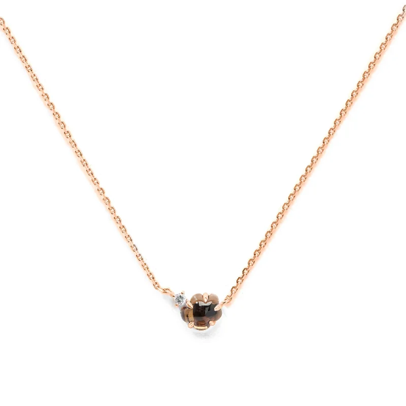 infinity pendant necklaces for women -Mid Cloud 18K Rosegold Necklace w. Smokey Quartz & Diamonds