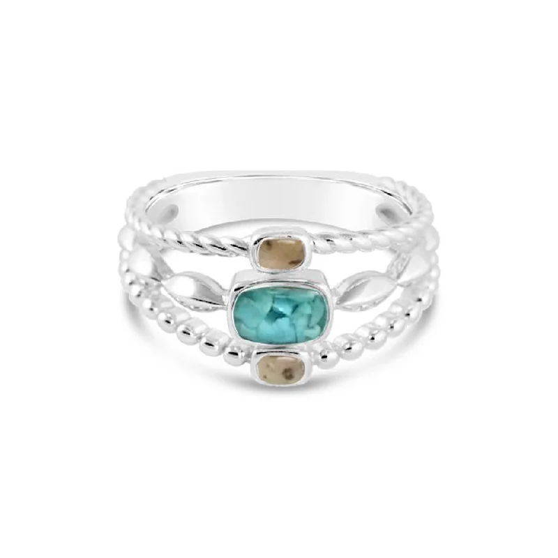 vintage wedding rings -Boho Stack Ring with Turquoise