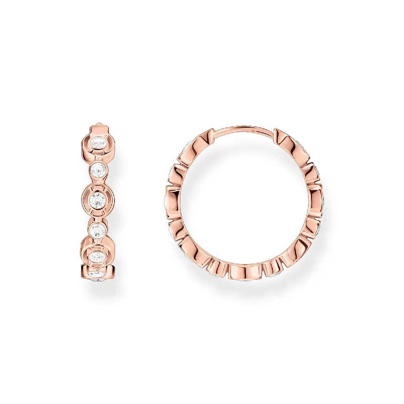 large gold hoop earrings for women -THOMAS SABO Sparkling Circles Rose Gold Cubic Zirconia Earrings