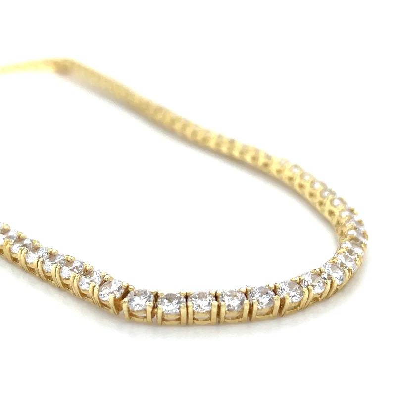 fashion gold necklaces for women -Golden Cz Tennis Necklace