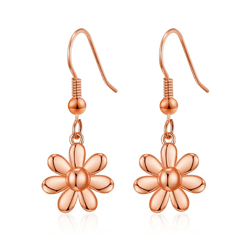 bold stud earrings for women -Rose Gold Plated Daisy Drop Earrings