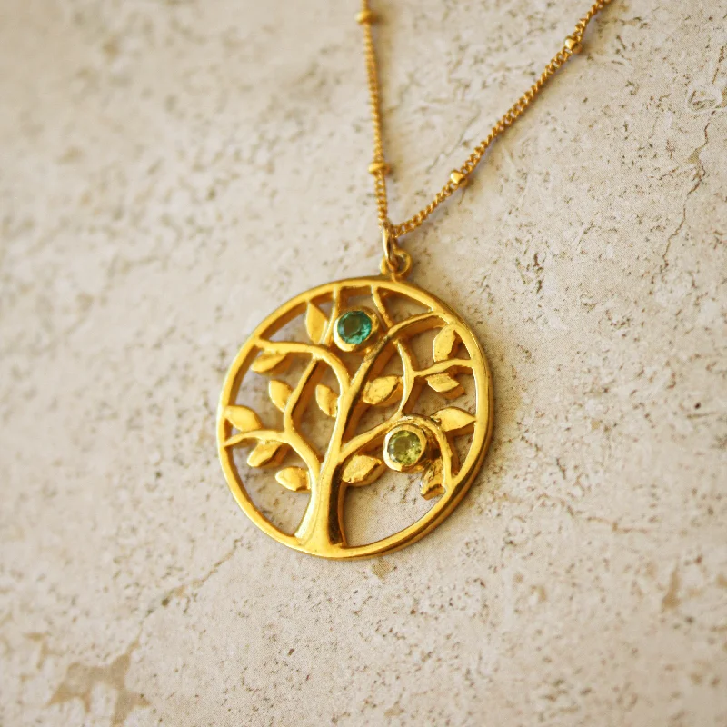 fancy gold necklaces for women -Custom Family Tree Birthstone Pendant Necklace, Sterling Silver, Gold Vermeil, Rose Gold Filled, Tree of Life Christmas Gift for Grandma, Mom, Nana