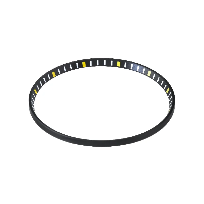 minimalist wedding rings -SKX013 Chapter Ring: Matte Black Finish with Yellow Markers