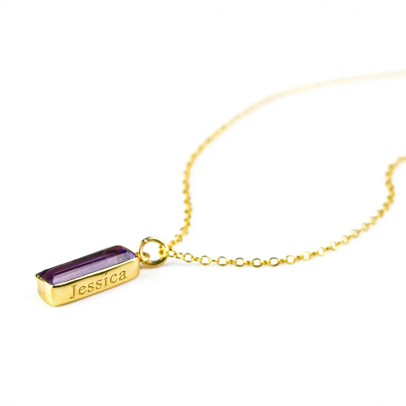 infinity pendant necklaces for women -Purple Amethyst Vertical Bar Necklace : February Birthstone : Adira Series