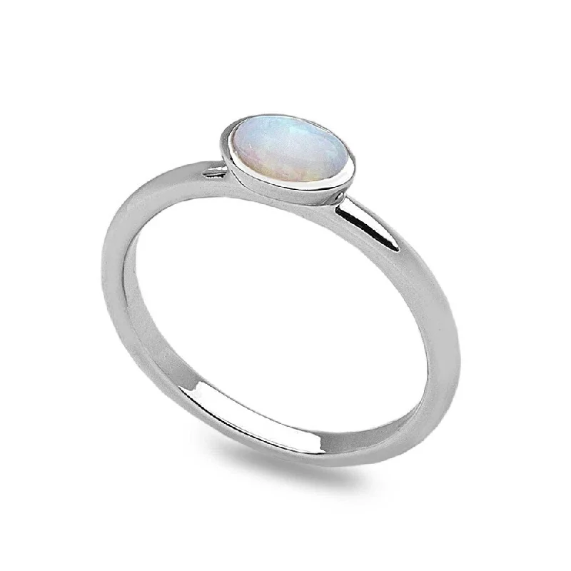 solitaire rings for women -White Opalite Stack Ring