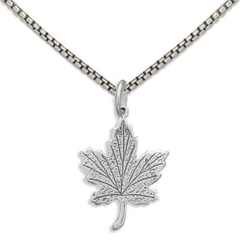 elegant pearl necklaces for brides -Maple Leaf Charm Necklace Sterling Silver - Includes Chain