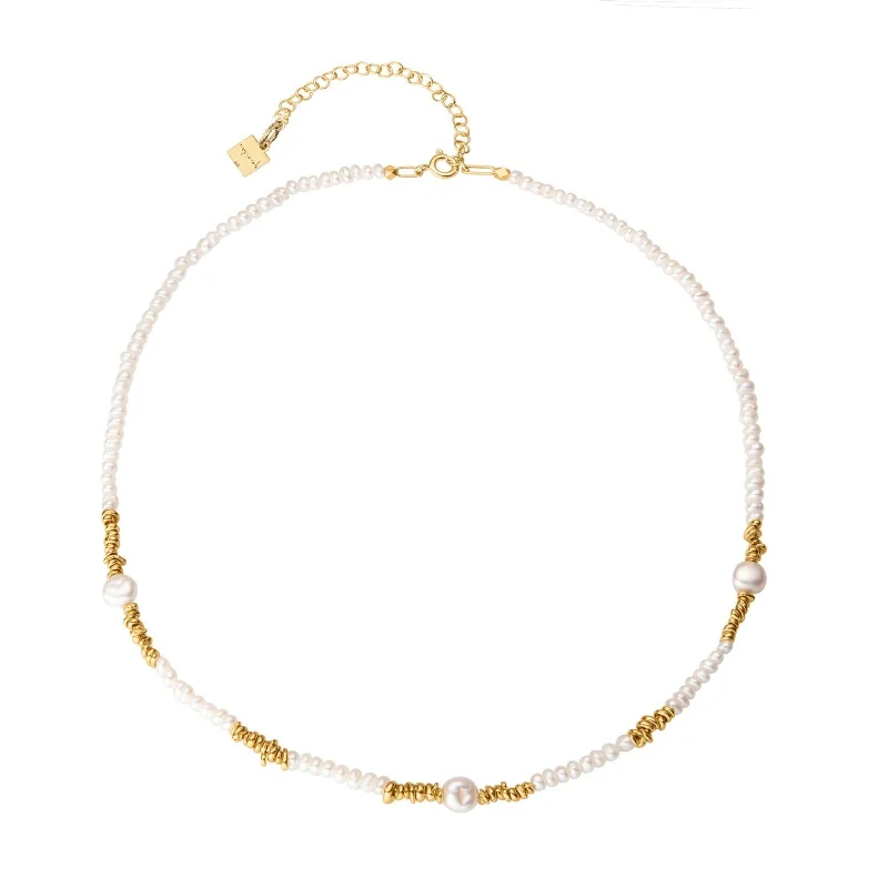 crystal drop necklaces for women -Collar Greta 18K Gold Plated Necklace w. Pearls