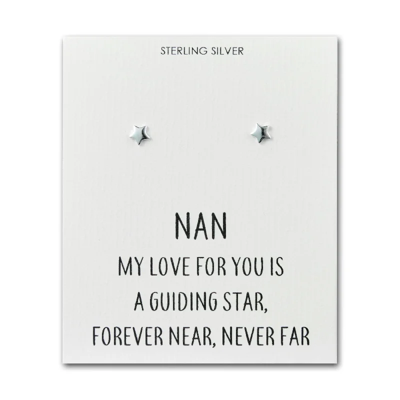 flower earrings for women -Sterling Silver Nan Quote Star Earrings