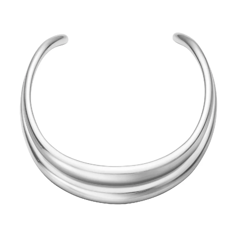 choker necklaces for women -Curve Silver Neckring