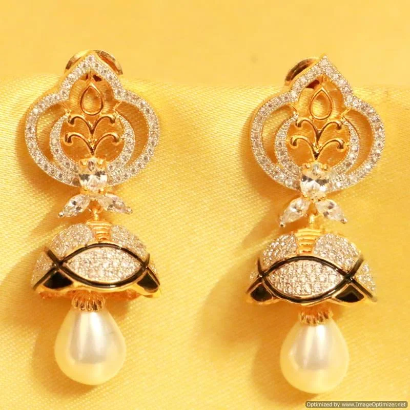 evening drop earrings for women -Diamond Look Black Meenakari Jhumki