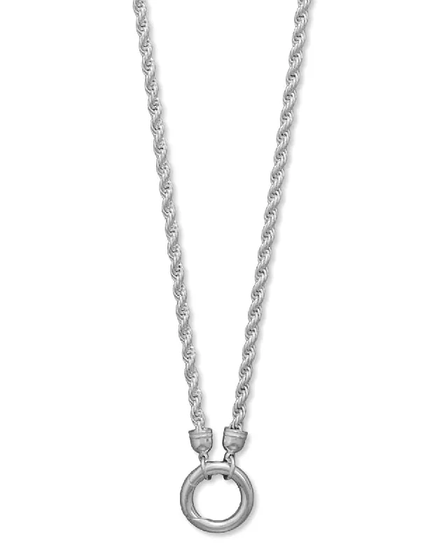 diamond pendant necklaces for women -Rope Chain Necklace with Inverted Hinge Clasp Ring