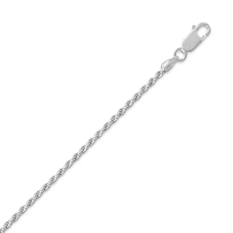 personalized necklaces for women -Rope Chain Necklace 1.8mm Sterling Silver with Rhodium Plate Non-tarnish