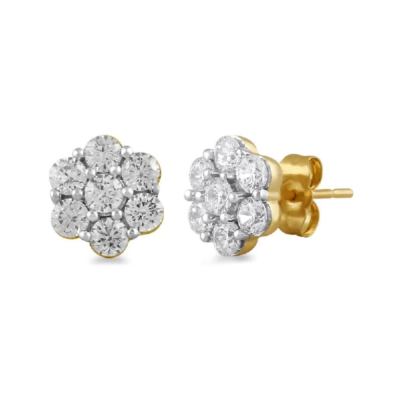 chic drop earrings for women -Meera Flower Earrings with 1.50ct of Laboratory Grown Diamonds in 9ct Yellow Gold