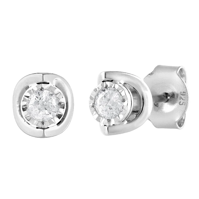 elegant dangle earrings for women -Miracle Halo Stud Earrings with 0.15ct of Diamonds in Sterling Silver