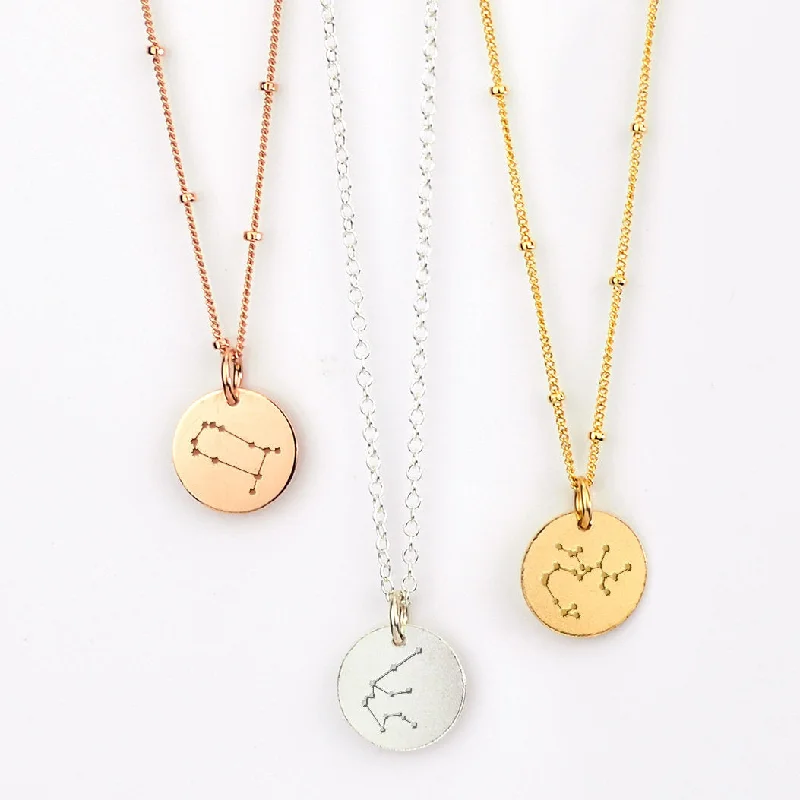 geometric necklaces for women -Zodiac Constellation Necklace • Silver, Gold or Rose Gold