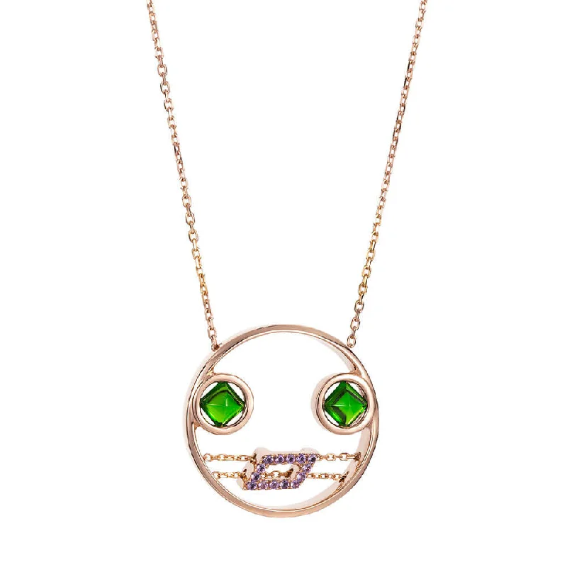 turquoise necklaces for women -PREMIERE Violetta 18K Rosegold Necklace w. Chrome diopside & Amethyst