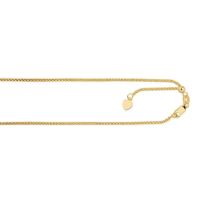 classic silver rings -14kt 22 inches Yellow Gold 1.3mm Diamond Cut Adjustable Popcorn Chain with Lobster Clasp+ Hearing Charm