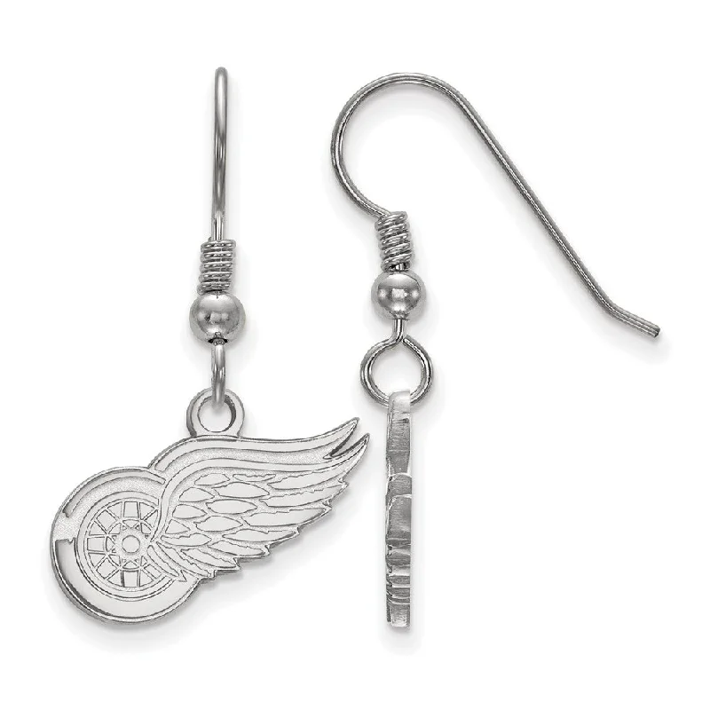 handmade silver earrings for women -Sterling Silver NHL Detroit Red Wings Small Dangle Earrings