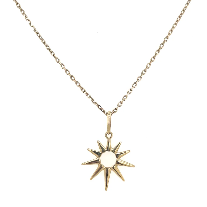 crystal drop necklaces for women -9ct Yellow Gold Sun Necklace