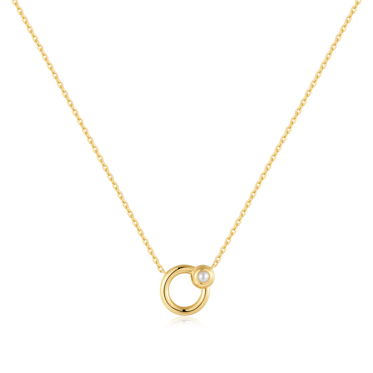 gemstone pendant necklaces for women -Ania Haie Gold Hoop Freshwater Pearl Necklace