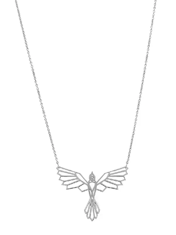 vintage-style necklaces for women -Phoenix Bird Necklace Rhodium on Sterling Silver - Nontarnish