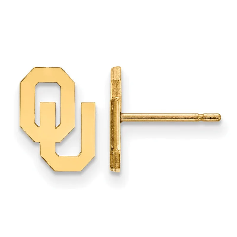 vintage earrings for women -14k Gold Plated Silver University of Oklahoma XS (Tiny) Post Earrings