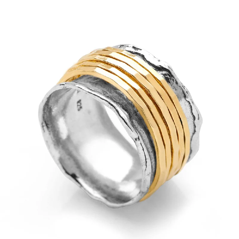 emerald cut rings for women -Golden Strands Spin Ring