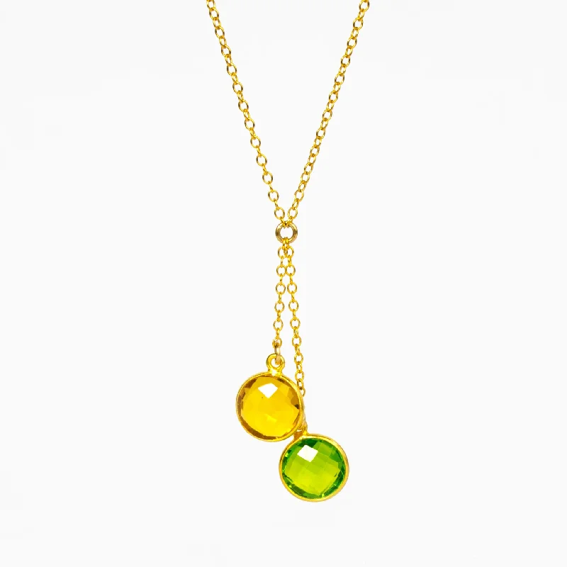 stylish pendant necklaces for women -Round Birthstone Lariat Necklace