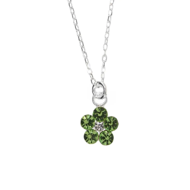 gold bar necklaces for women -Flower Necklace with Swarovksi (R) Crystals Set in Sterling Silver Light Green