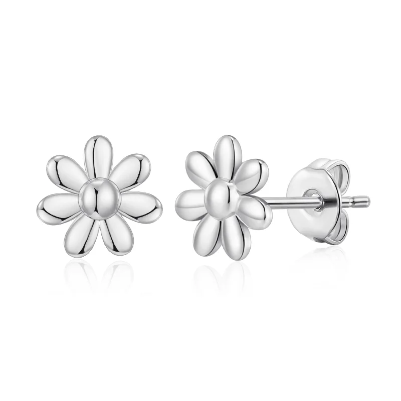 evening earrings for women -Silver Plated Daisy Earrings