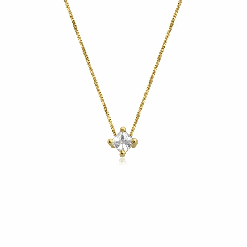 statement necklaces for women -Eline 18K Gold Necklace w. White Sapphire