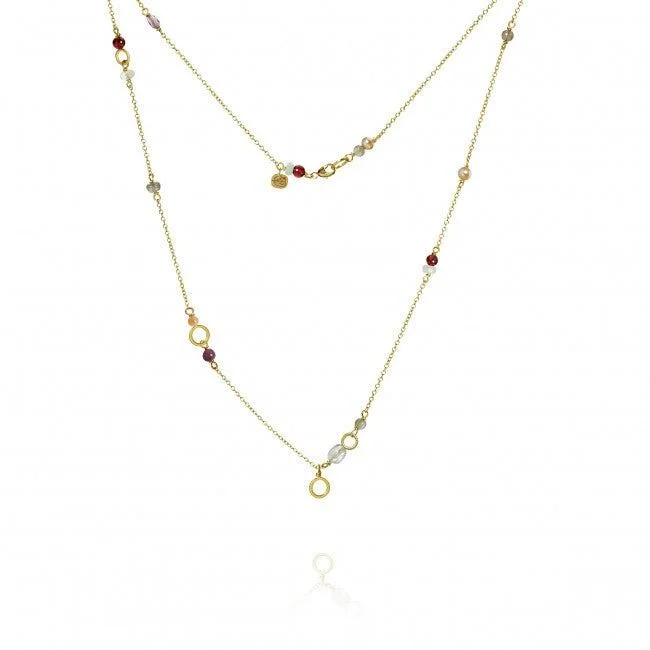 minimalistic gold necklaces for women -Piccolo Daybreak 18K Gold Necklace w. Gemstones