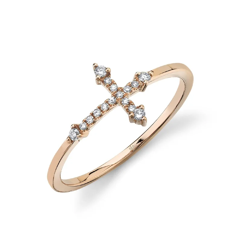 wedding rings for women -14KT GOLD .09 CTW DIAMOND CROSS RING