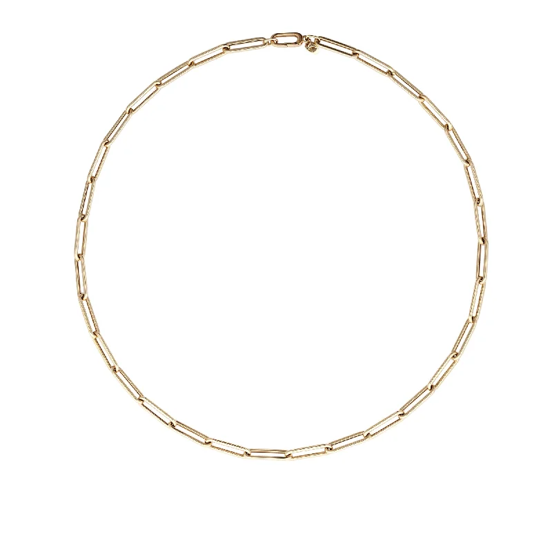 geometric necklaces for women -Charm Link Chain 18K Gold or Whitegold Necklace