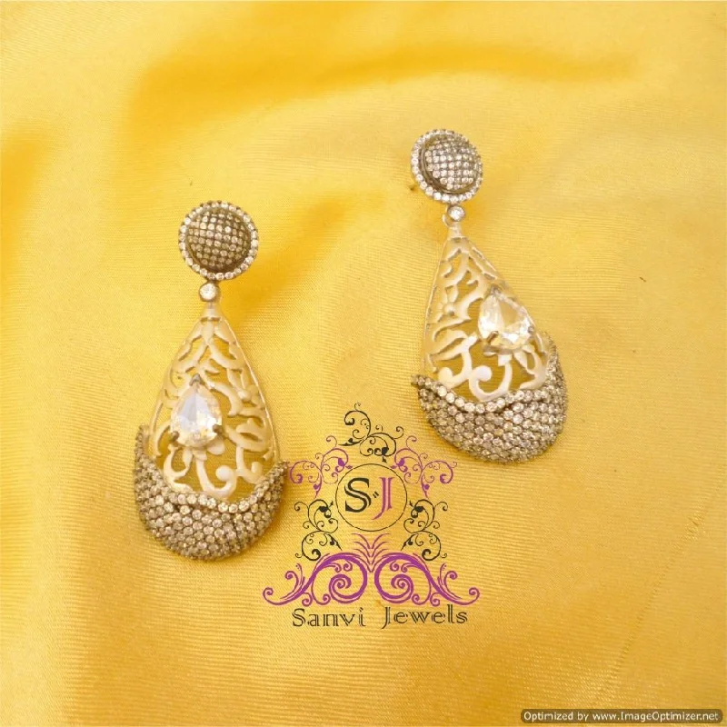 luxury diamond earrings for women -Gorgeous Silver Victorian Danglers