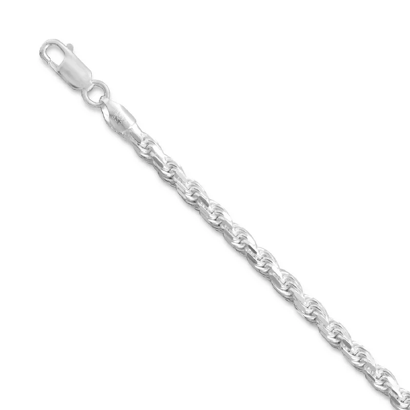 personalized necklaces for women -Rope Chain Necklace 3.6mm Width Diamond-cut Sterling Silver