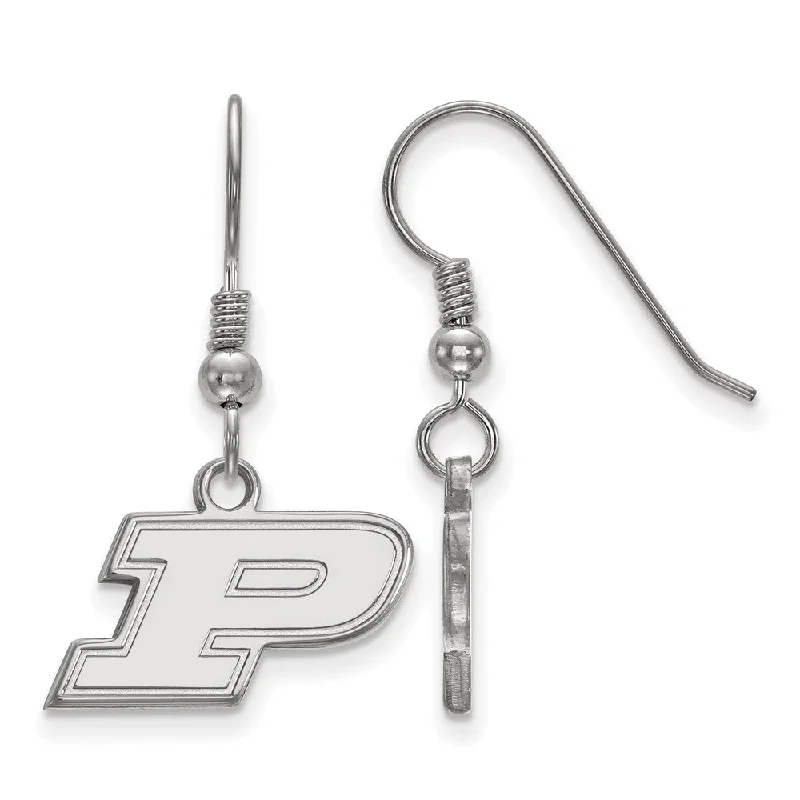 trendy statement earrings for women -Sterling Silver Purdue XS (Tiny) Dangle Wire Earrings