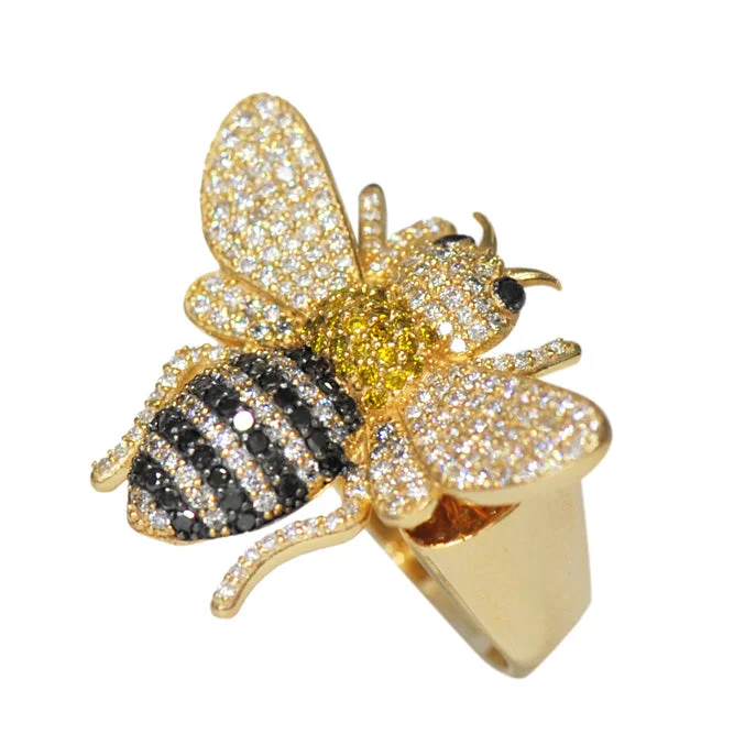 vintage rings for brides -CJ19436 - CUSTOM DIAMOND BEE RING