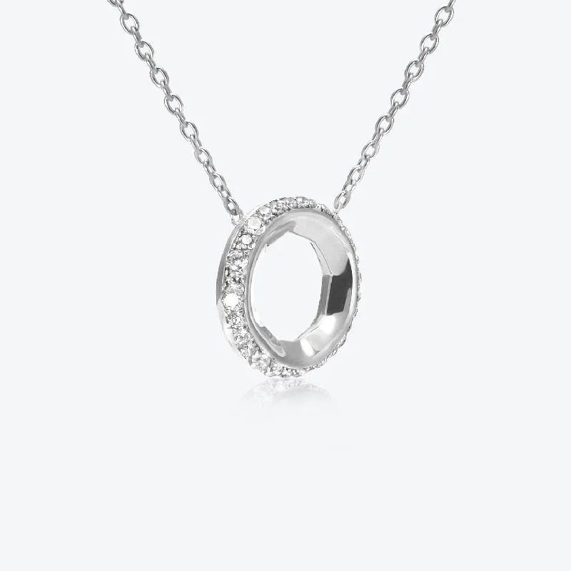 moonstone necklaces for women -A. Sun Halo Aura 18K White Gold Necklace w. Lab-Grown Diamond Pavé