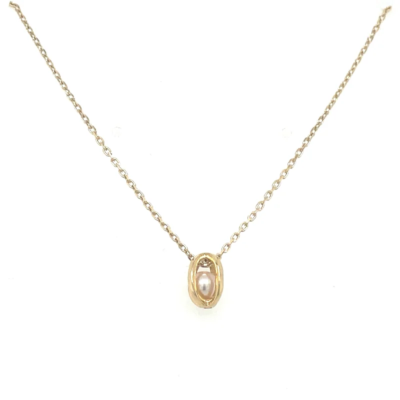 elegant pearl necklaces for brides -9ct Yellow Gold Pearl Necklace