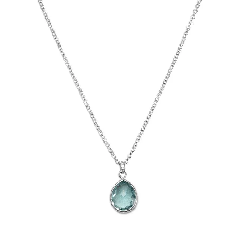 birthday gift necklaces for women -Rhodium on Sterling Silver Freeform Faceted Hydro Quartz Glass Necklace