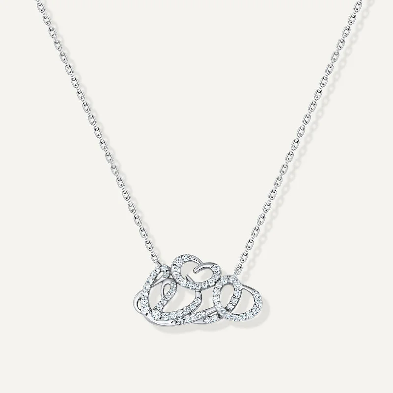 luxury necklaces for women -Allusia Love Detailed 18K Whitegold Necklace w. Diamonds