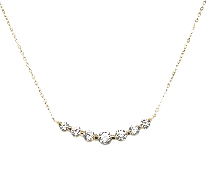 statement necklaces for women -9ct Yellow Gold Seven Stone Cz Necklace