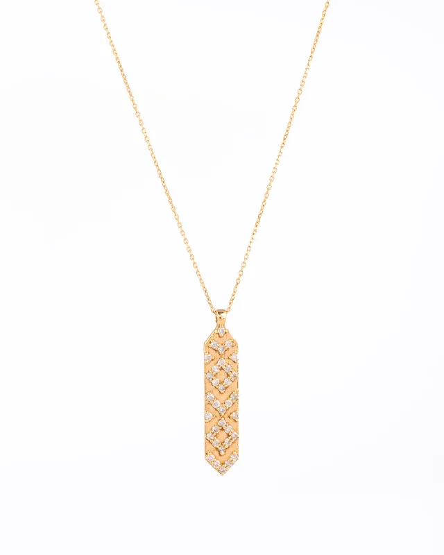 sterling silver necklaces for women -Rectangular & Arrows 18K Gold, Whitegold or Rosegold Necklace w. Diamonds