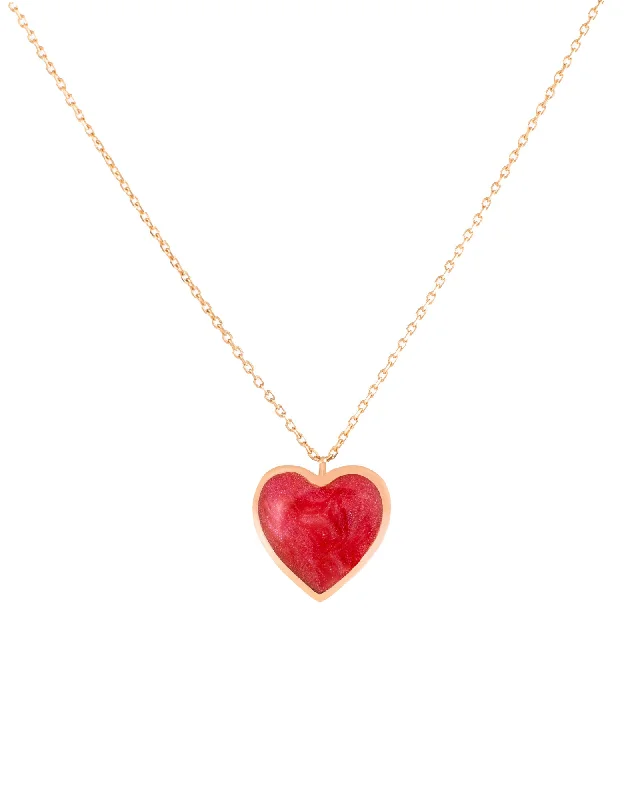 fashion pendant necklaces for women -Red Heart 18K Gold, Whitegold or Rosegold Necklace w. Diamonds